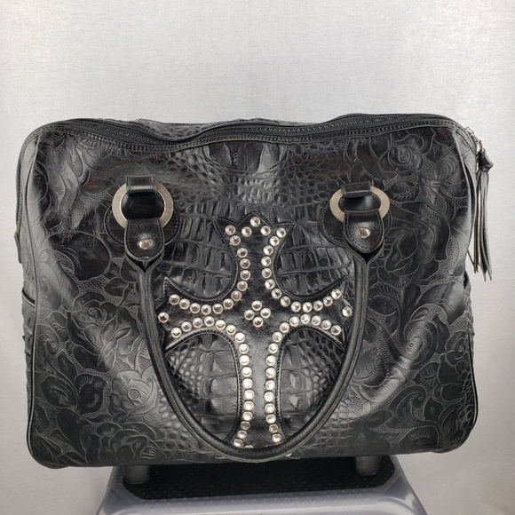 Raviani Swarovski Cross Rolling Bag Blk - Picture 3 of 7